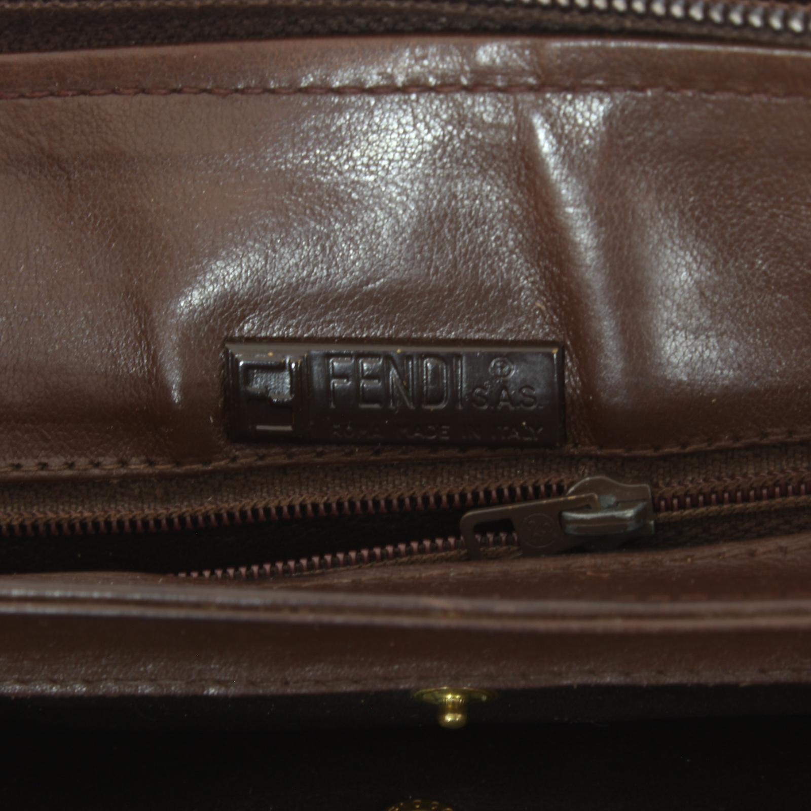 Fendi Borsa a Spalla Marrone Pelle Anni 70 3