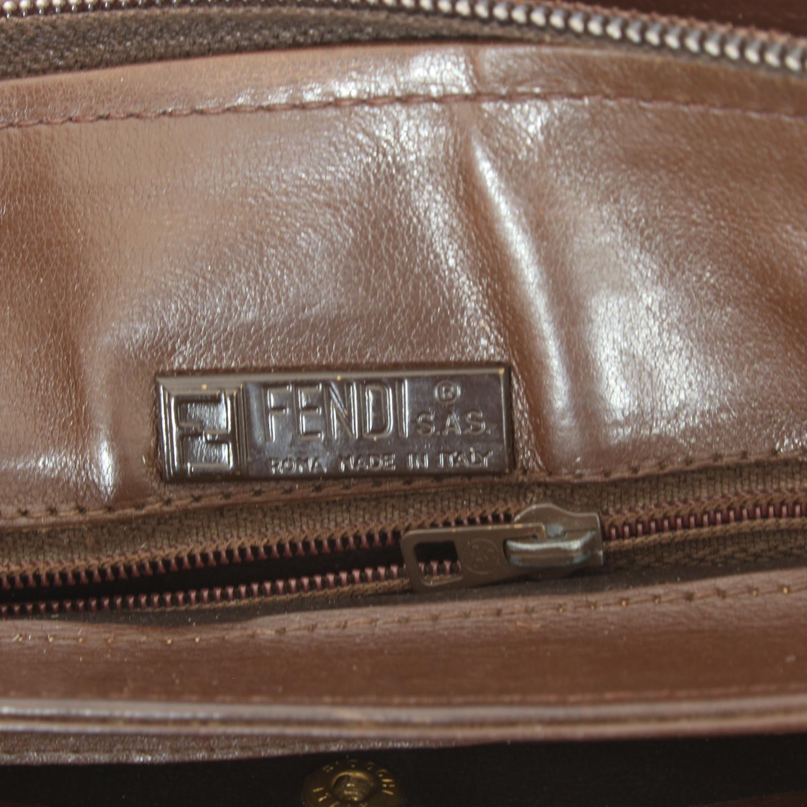 Fendi Borsa a Spalla Marrone Pelle Anni 70 4