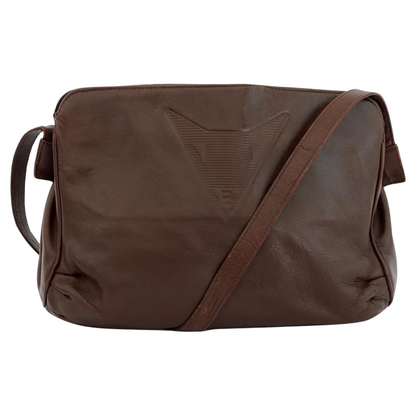 Fendi Borsa a Spalla Marrone Pelle Anni 70