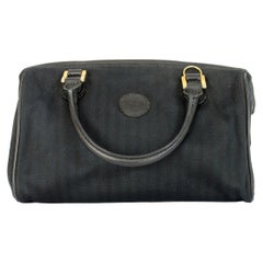 Retro Fendi Boston Black Canvas Leather Mini Bag 1980s