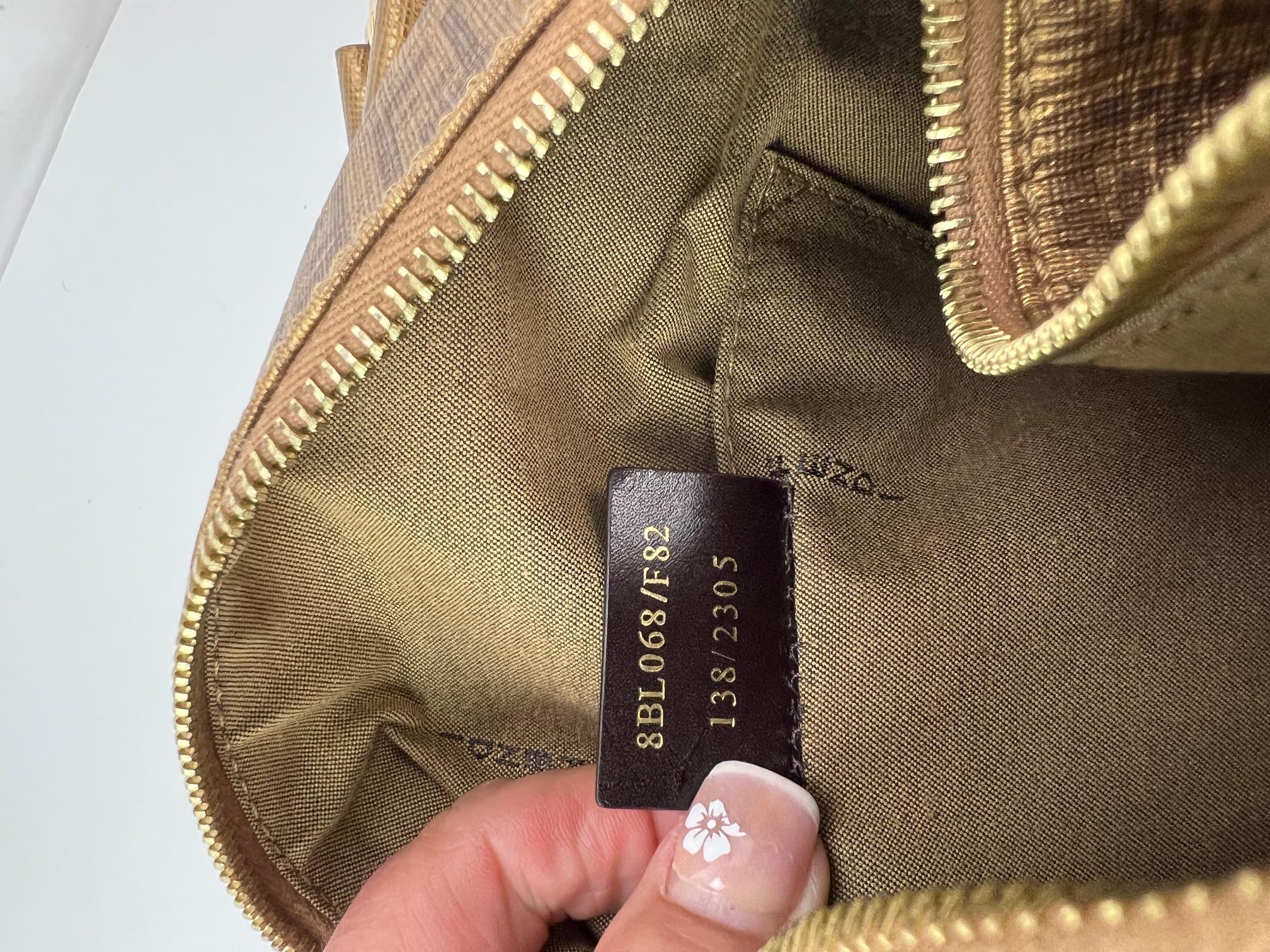 Fendi Boston Gold Coated Canvas Hand Bag For Sale 2