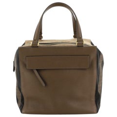 Fendi Boxy Tote Leather with Pequin Striped Canvas Large