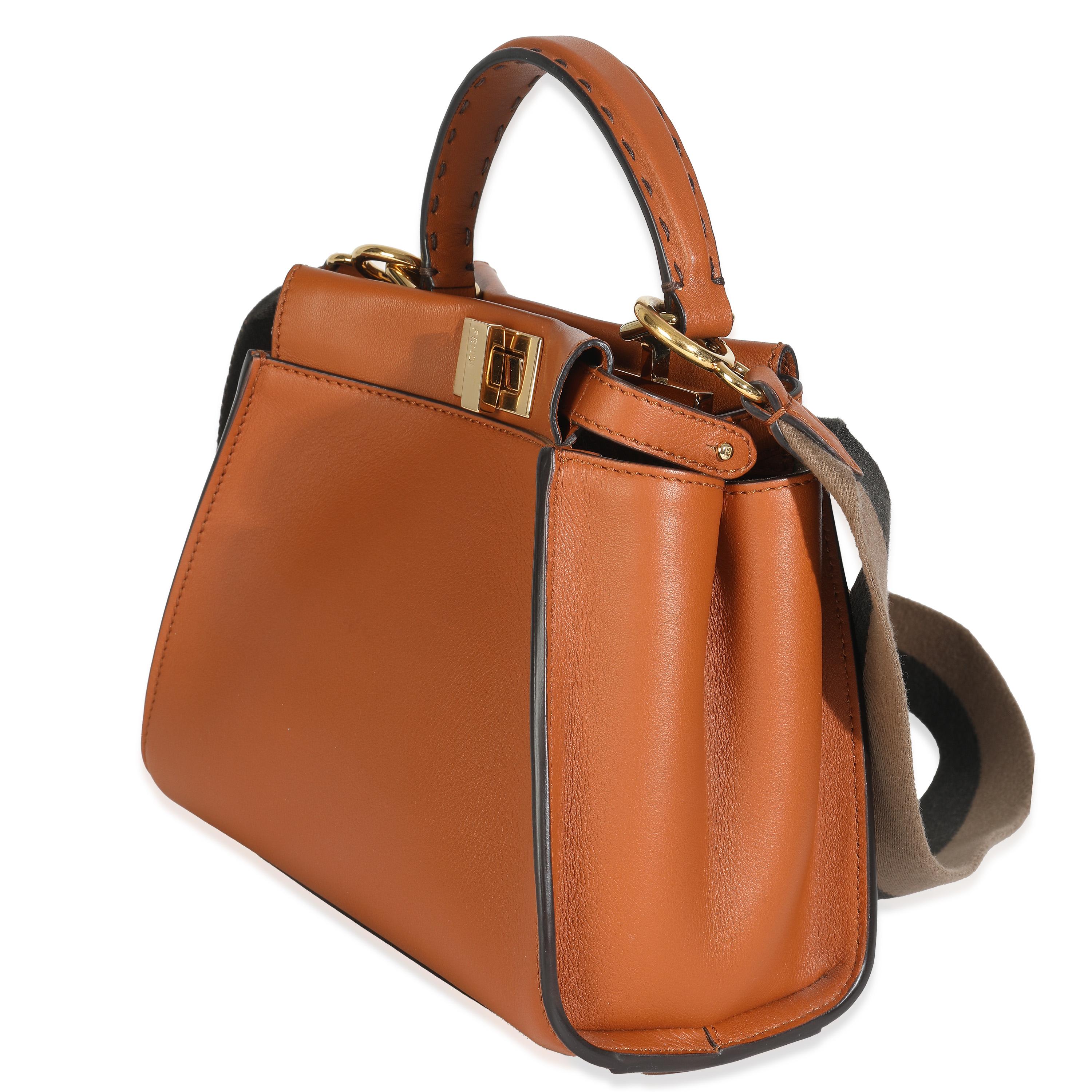 Fendi Brandy Amazzonia Seta Canvas FF Brodée Mini Peekaboo Iconic Satchel Neuf - En vente à New York, NY