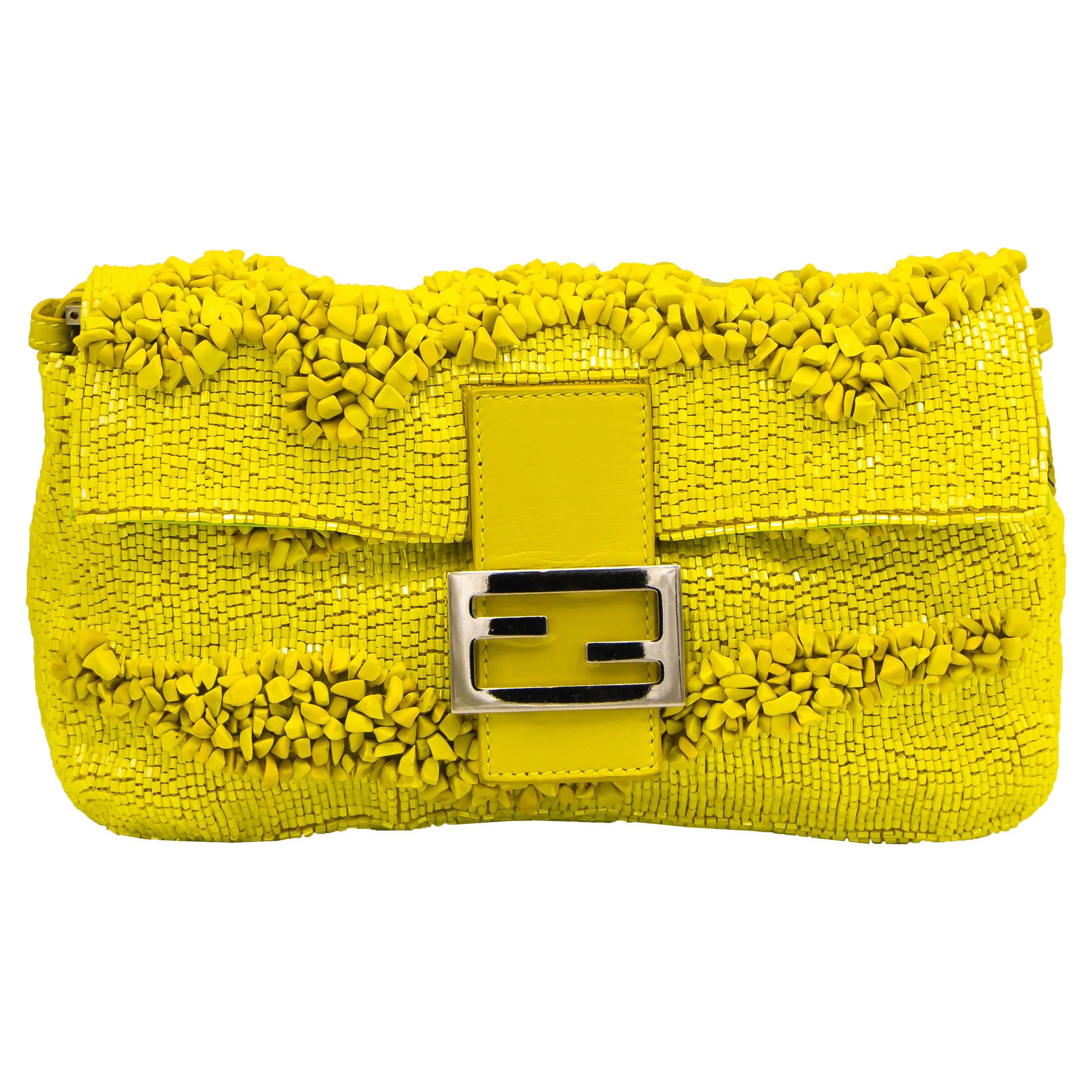 Fendi Bright Yellow Clutch Handbag