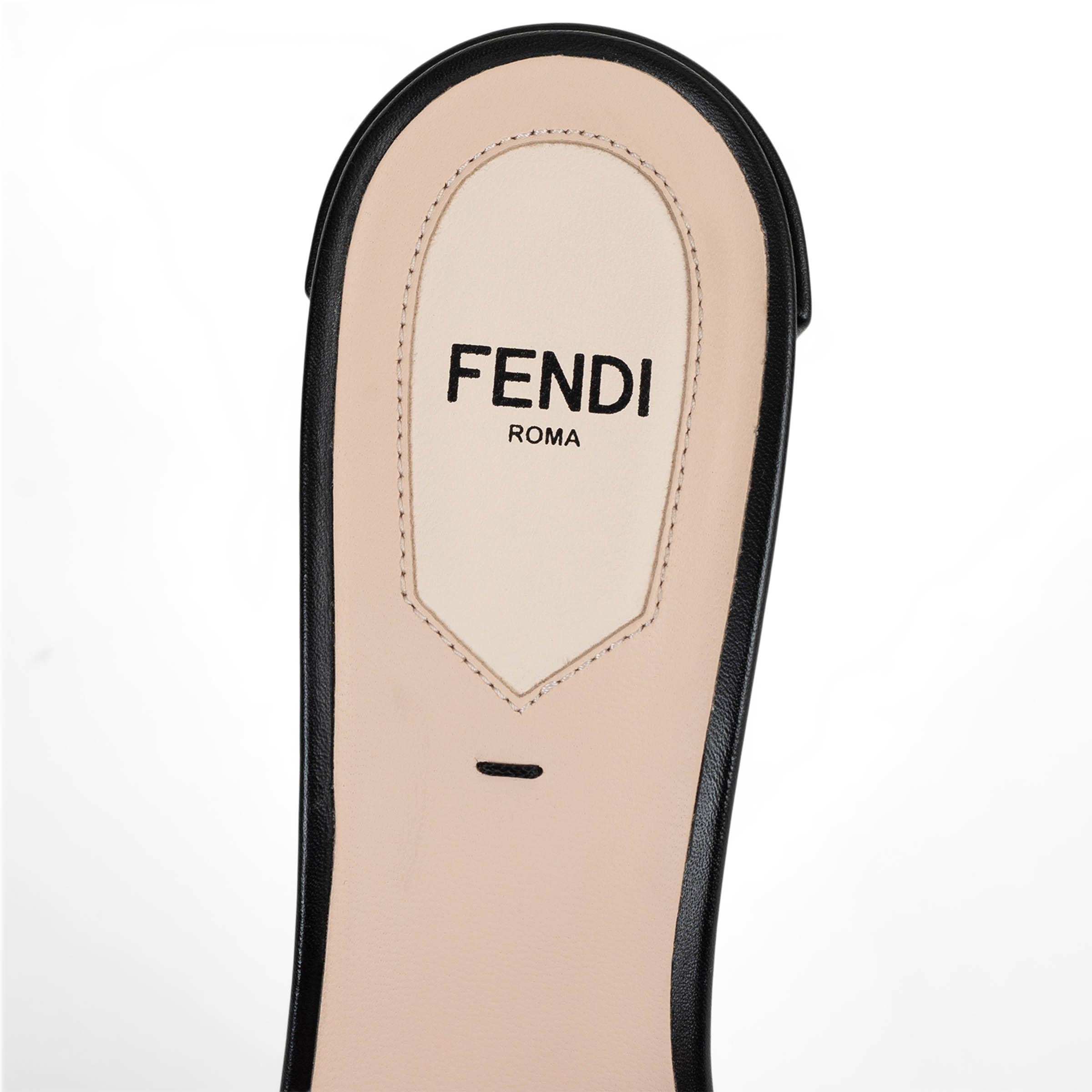 Fendi bronzo e nero ZUCCA LOGO VELVET MULE Sandali Scarpe 37 in vendita 3