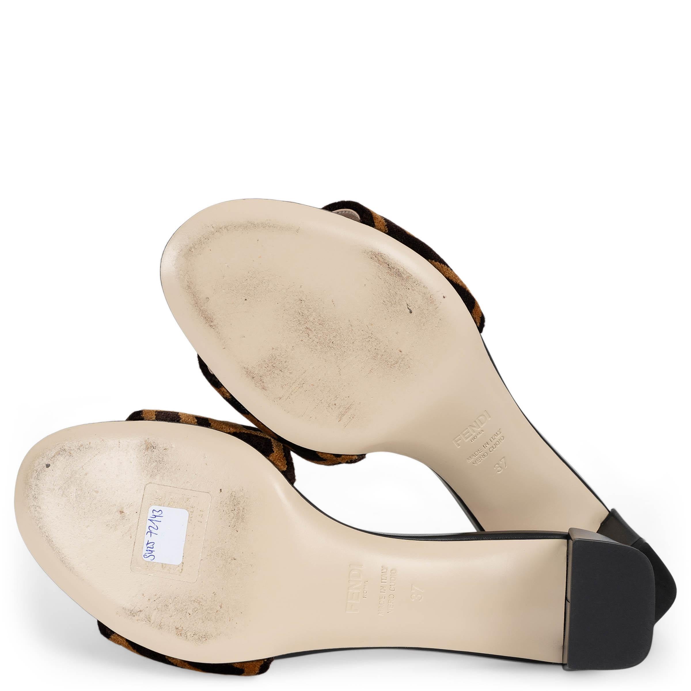 Fendi bronzo e nero ZUCCA LOGO VELVET MULE Sandali Scarpe 37 in vendita 4