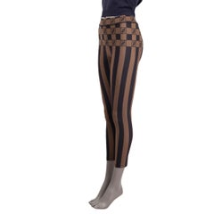FENDI bronze & brown STRIPED LOGO Leggings Pants 40 S