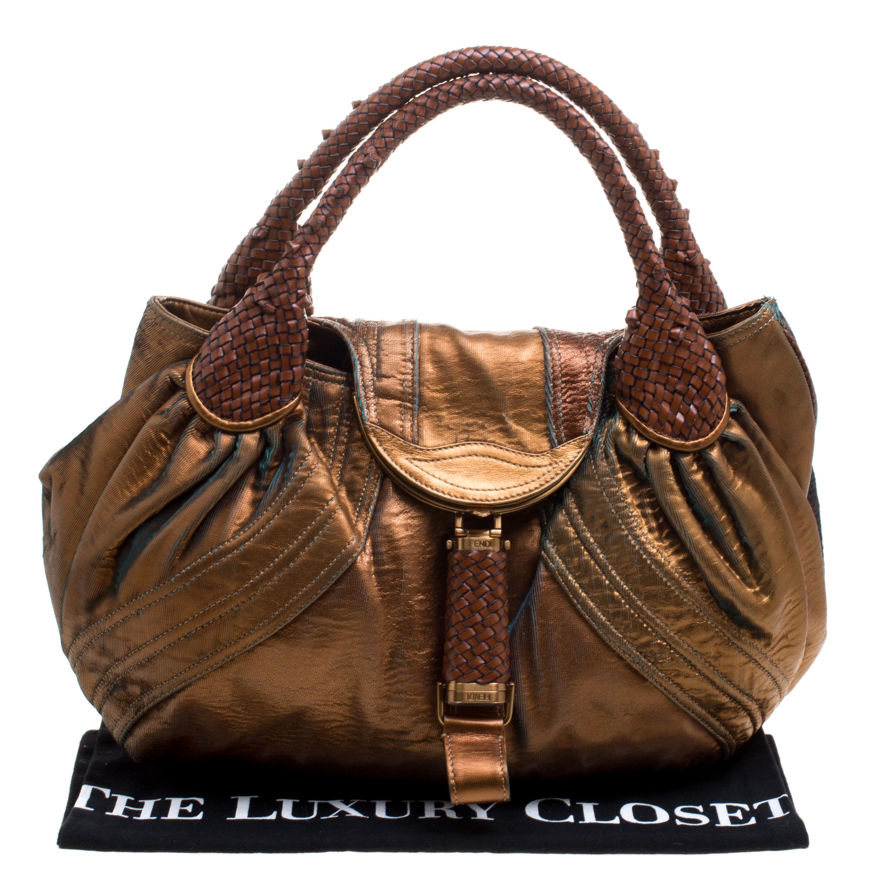 Fendi Bronze Holographic Fortuny Leather Spy Bag 5