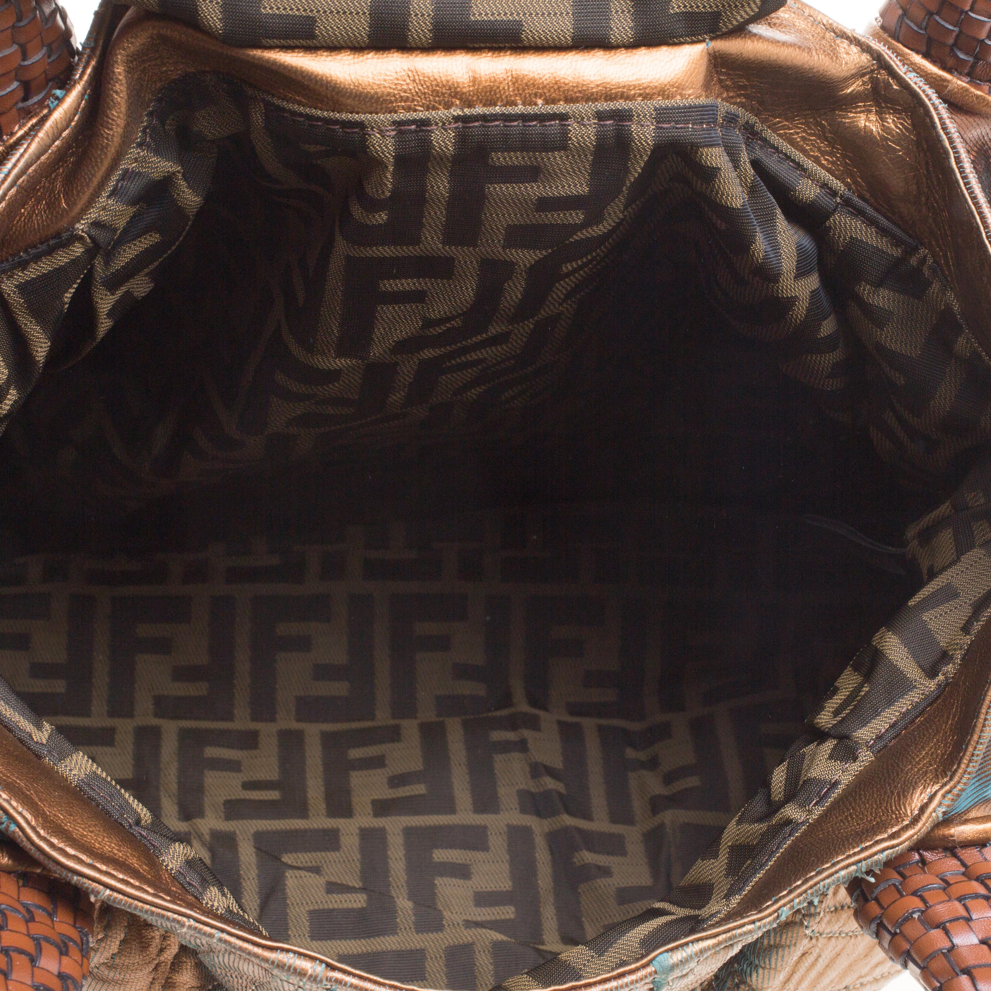 Fendi Bronze Holographic Fortuny Leather Spy Bag In Good Condition In Dubai, Al Qouz 2