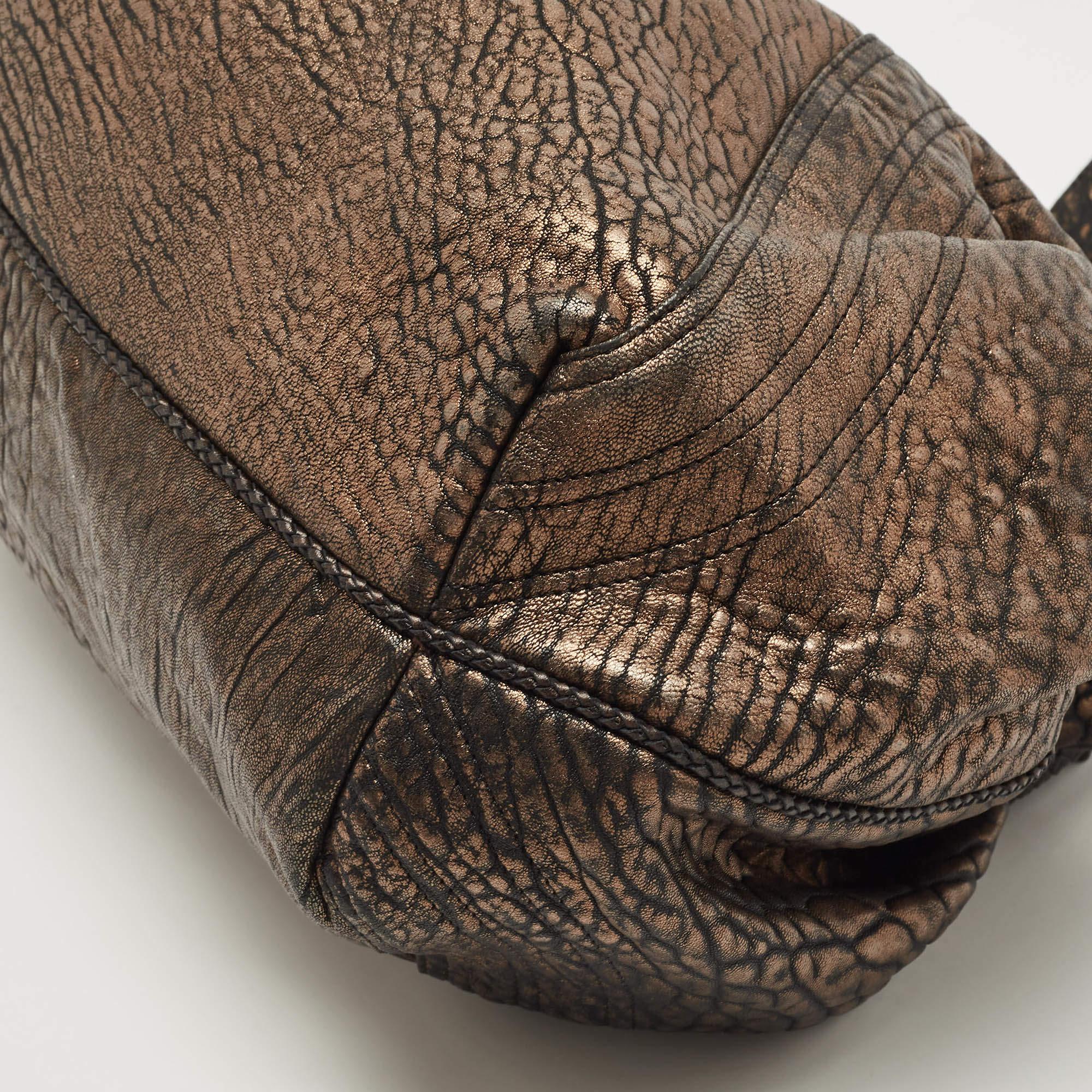 Fendi Bronze Textured Leather Spy Hobo 9