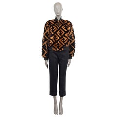 FENDI brown 2018 RELOADED LOGO MINK & SHEARLING Bomber Jacket 42 M