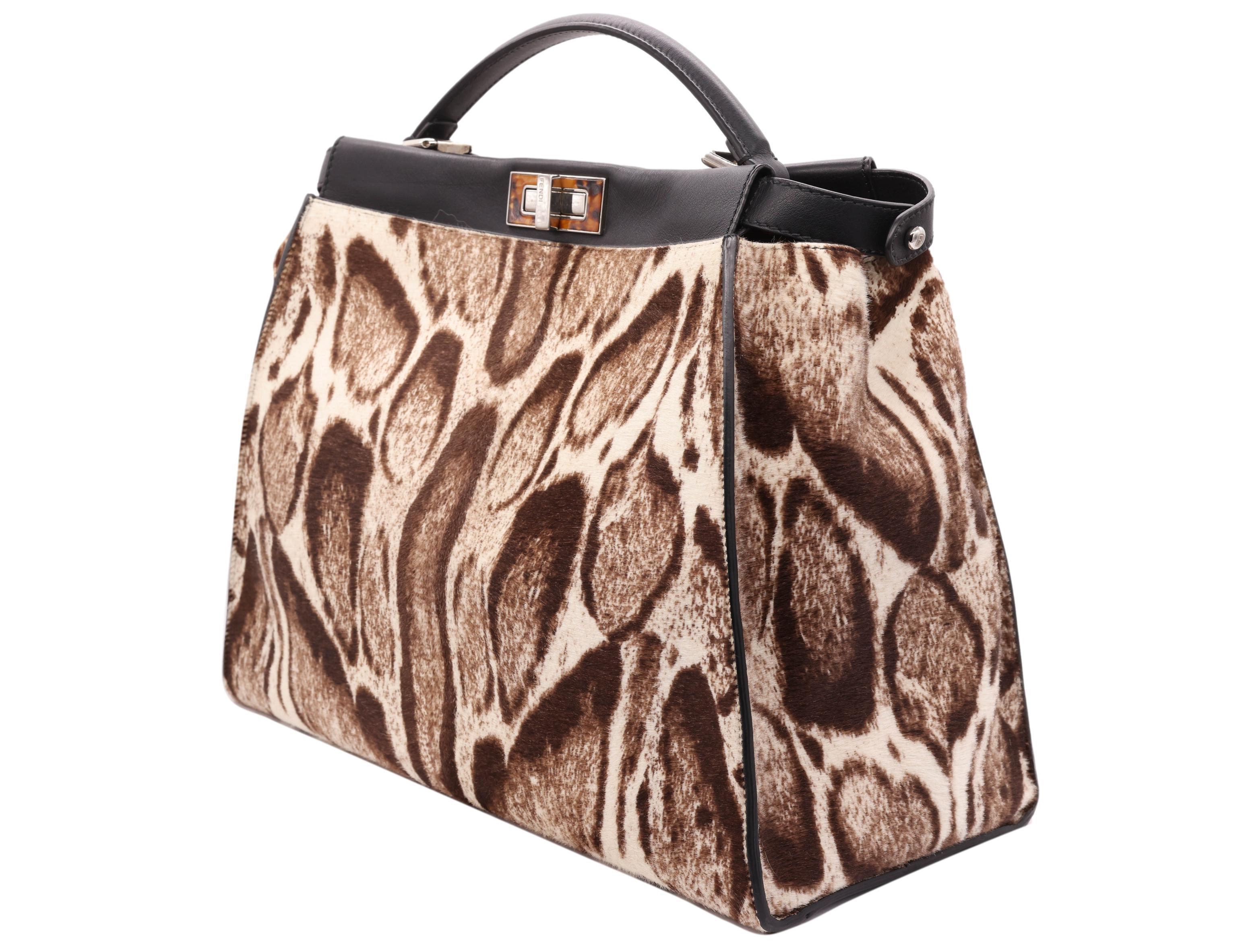 Fendi Brown and White Leopard Print Calf Hair Large Shoulder Peekaboo Tote Bag 2