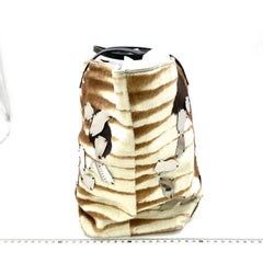 Fendi Brown and White Zebra Print Ponyhair Tote with Metal Plates