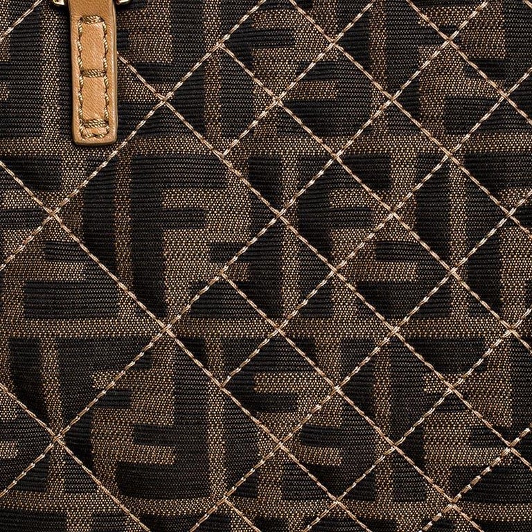 Fendi Brown/Beige Zucca Quilted Canvas and Leather Large Roll Tote For ...