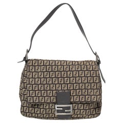 Fendi Brown/Beige Zucchino Canvas and Leather Mama Forever Baguette Bag
