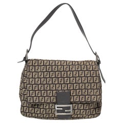 Fendi Brown/Beige Zucchino Canvas and Leather Mama Forever Baguette Bag