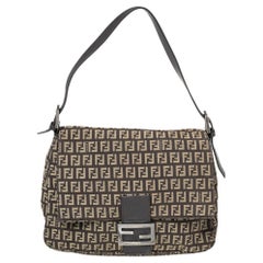 Fendi Braun/Beige Zucchino Canvas und Leder Mama Forever Baguette Tasche