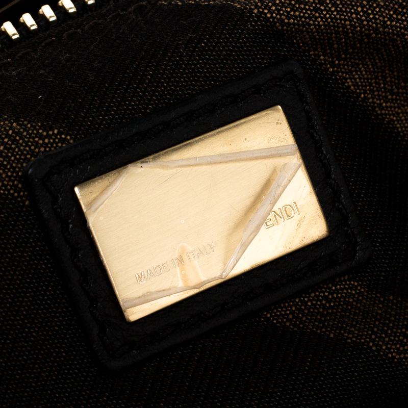 Fendi Brown/Black Calfhair and Patent Leather Large Peekaboo Top Handle Bag 1