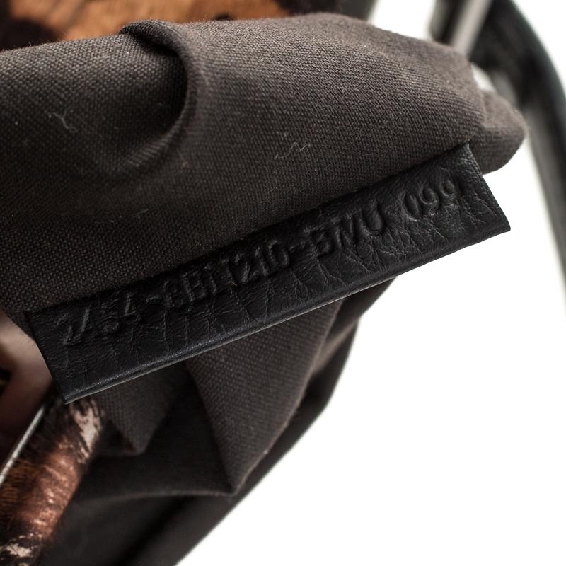 Fendi Brown/Black Calfhair and Patent Leather Large Peekaboo Top Handle Bag 2