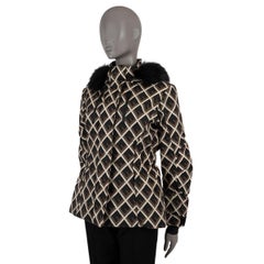 FENDI brown black cream DECO-F FUR TRIM SKI Jacket 40 S