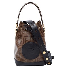 Fendi Brown/Black Zucca Coated Canvas and Leather Mon Tresor Bucket Bag at  1stDibs