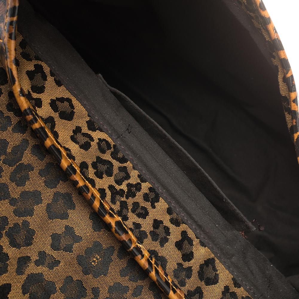 Fendi Brown/Black Leopard Print Fabric and Leather B Shoulder Bag 2
