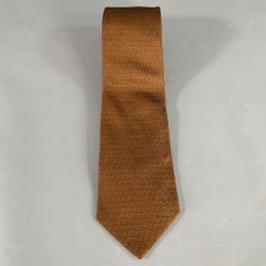 FENDI Brown Black Logo Jacquard Silk Tie