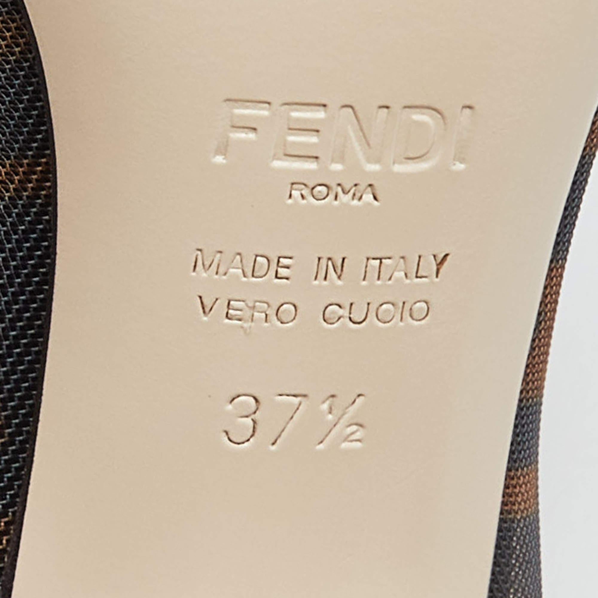 Fendi Brown/Black Mesh and Leather Colibri Pumps Size 37.5 4