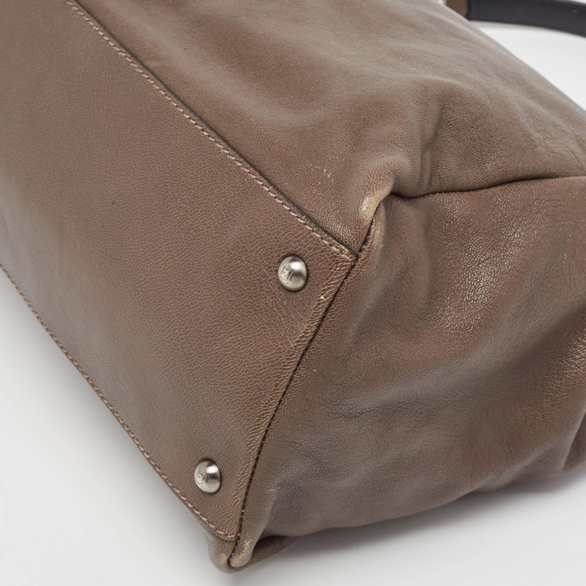 Fendi Brown/Black Ombre Leather Large Peekaboo Top Handle Bag 1