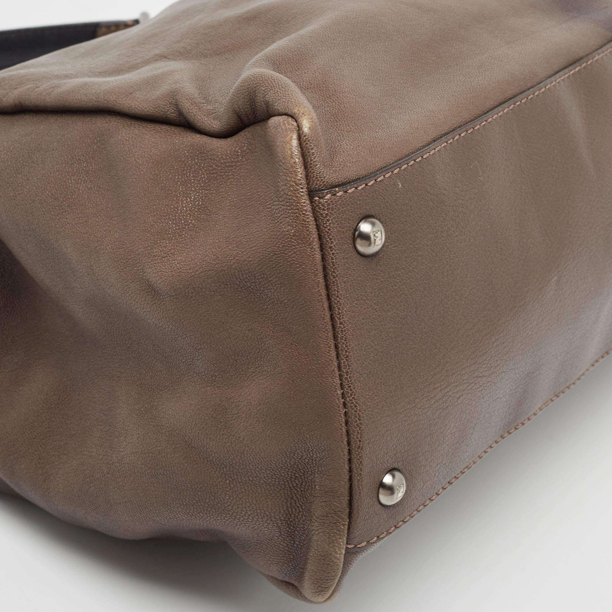 Fendi Brown/Black Ombre Leather Large Peekaboo Top Handle Bag 2