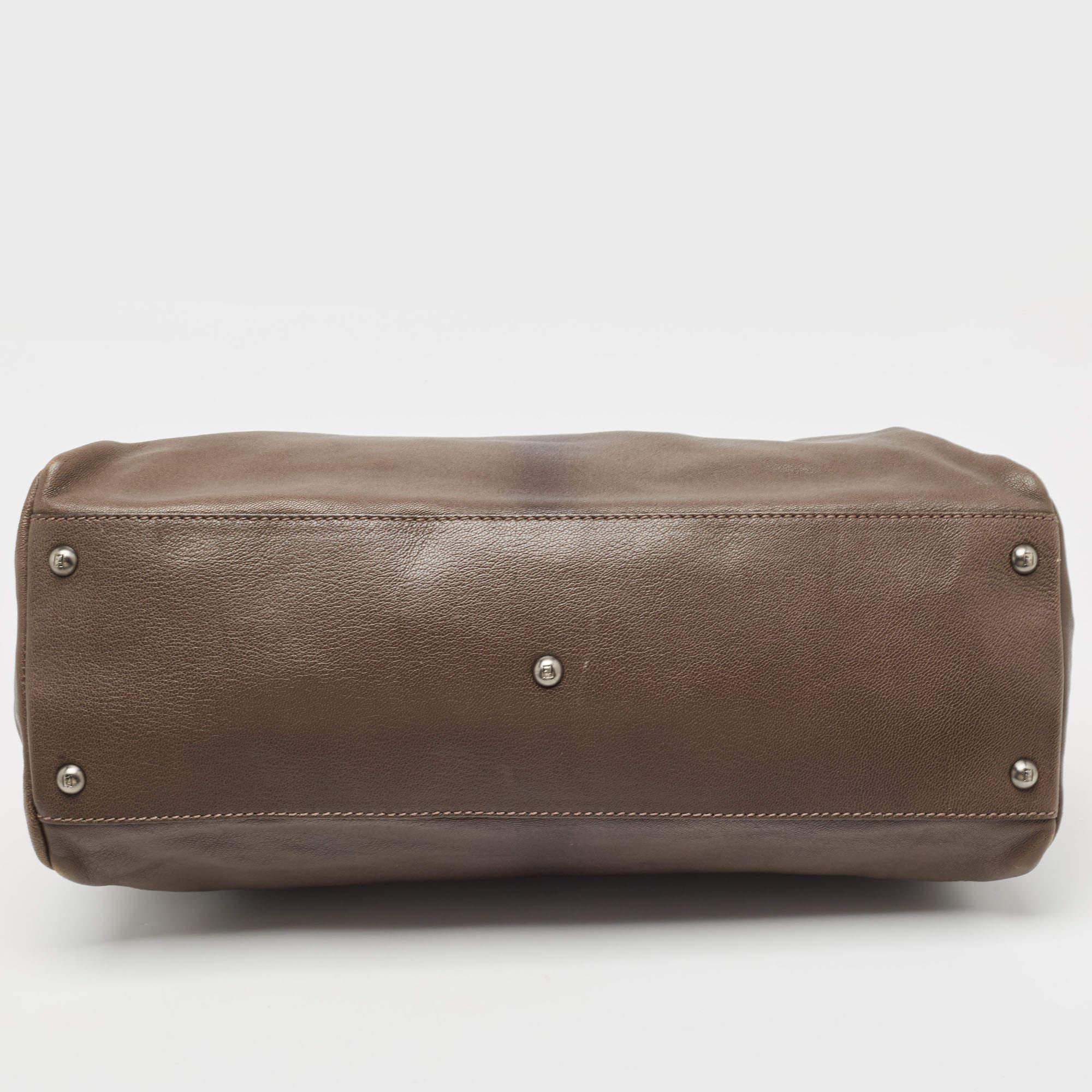 Fendi Brown/Black Ombre Leather Large Peekaboo Top Handle Bag 3