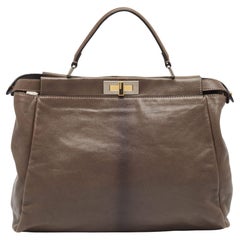 Fendi Brown/Black Ombre Leather Large Peekaboo Top Handle Bag