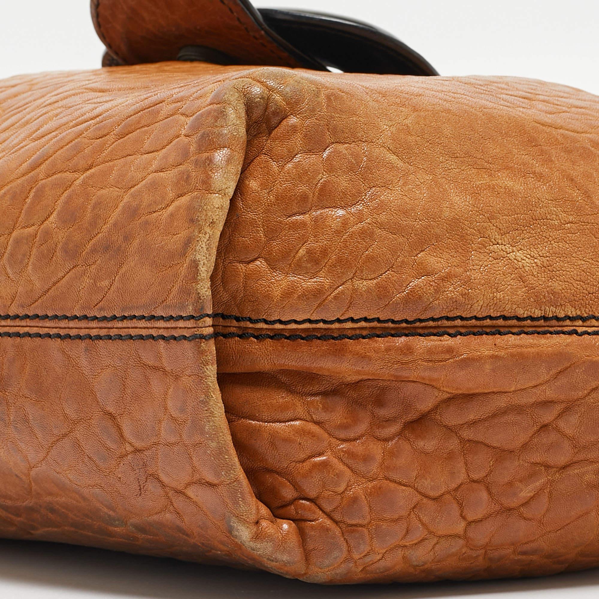 Fendi Brown/Black Patent and Leather B Bis Shoulder Bag For Sale 8