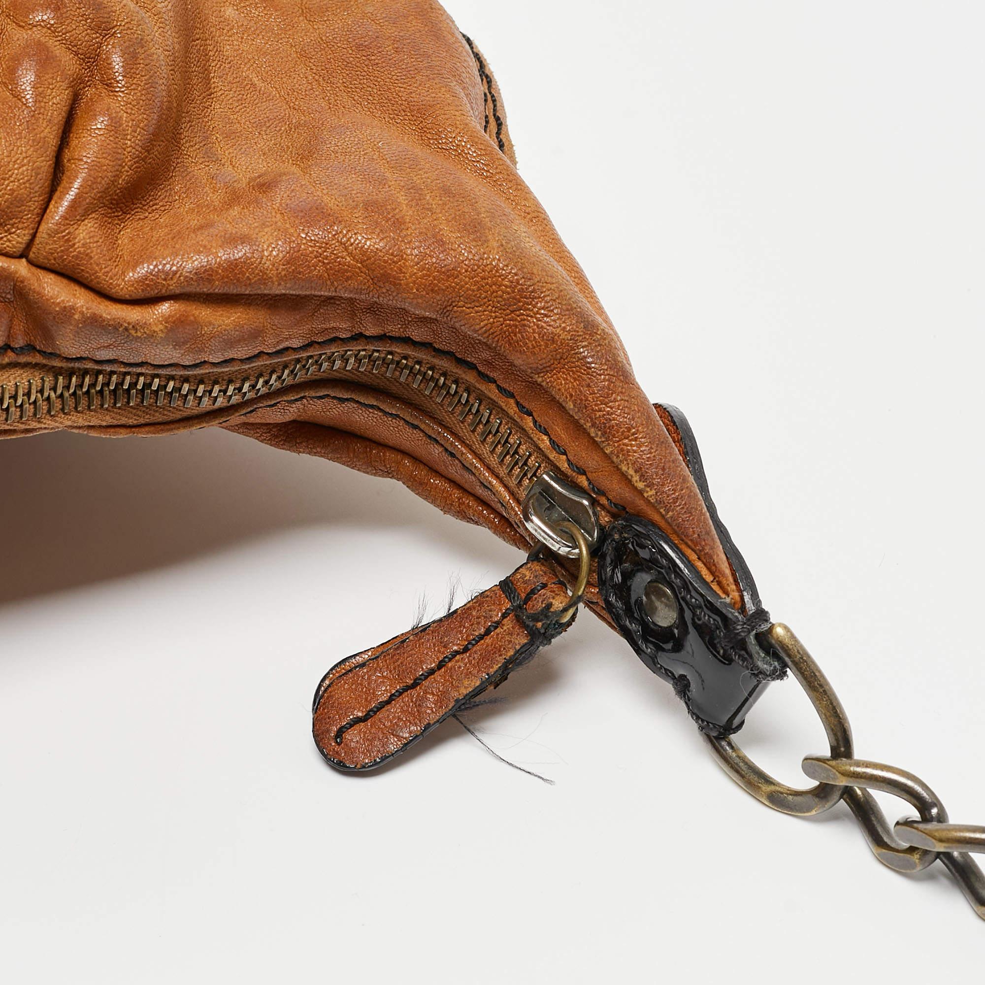 Fendi Brown/Black Patent and Leather B Bis Shoulder Bag For Sale 12