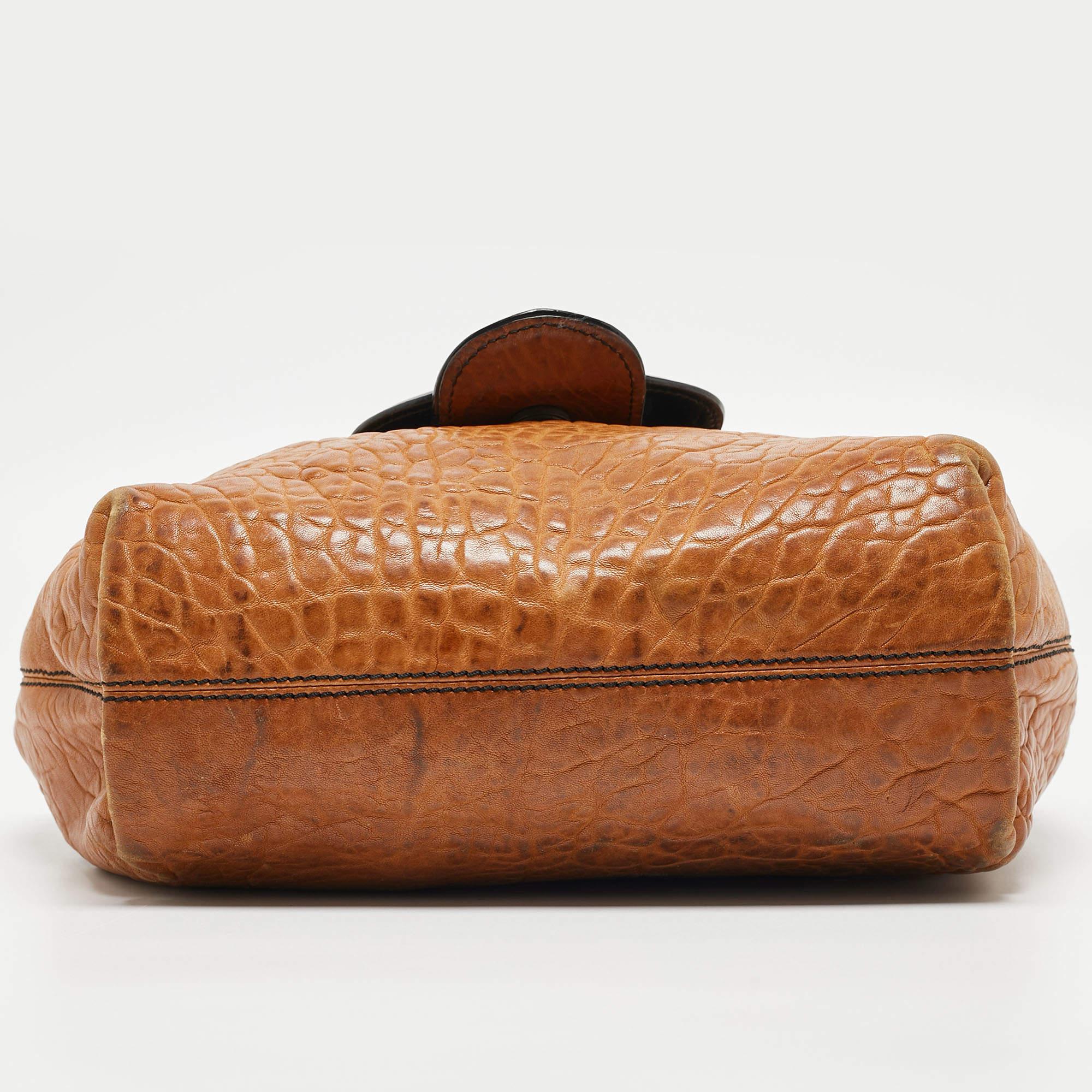 Fendi Brown/Black Patent and Leather B Bis Shoulder Bag For Sale 1