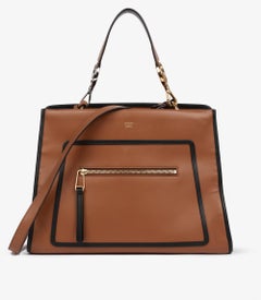 Fendi Brown & Black Smooth Calfskin Leather Runaway Tote