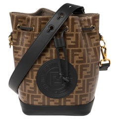 Fendi Brown/Black Zucca Coated Canvas and Leather Mon Tresor Bucket Bag