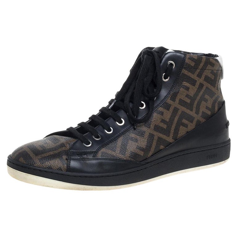 Fendi Brown/Black Zucca Coated Canvas And Leather Wimbledon Sneakers ...