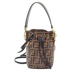 Fendi Brown/Black Zucca Embossed Leather Mini Mon Tresor Drawstring Bucket Bag