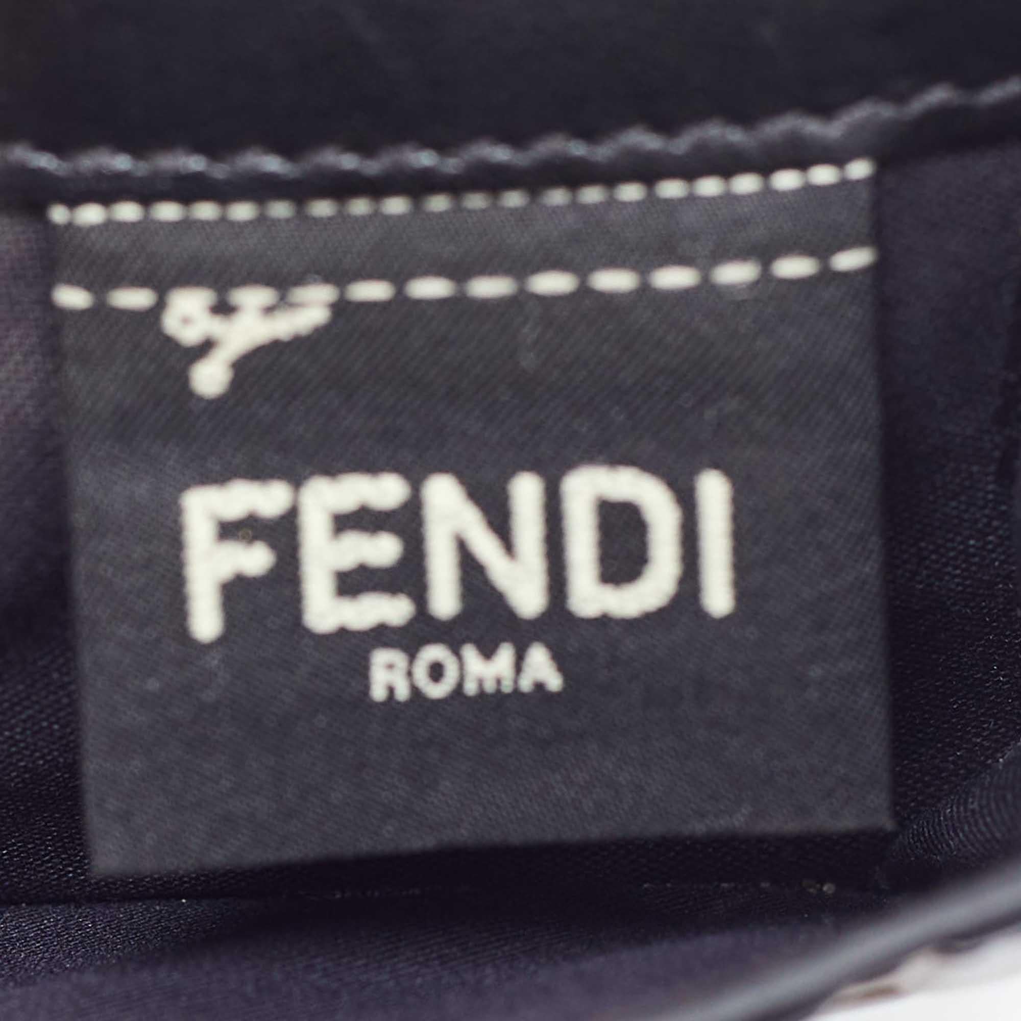 Fendi Brown/Black Zucca Leather F is Fendi Trifold Wallet In Good Condition For Sale In Dubai, Al Qouz 2
