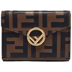 Fendi Brown/Black Zucca Leather F is Fendi Trifold Wallet