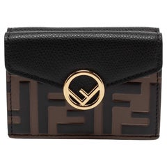 Fendi Brown/Black Zucca Leather F is Fendi Trifold Wallet
