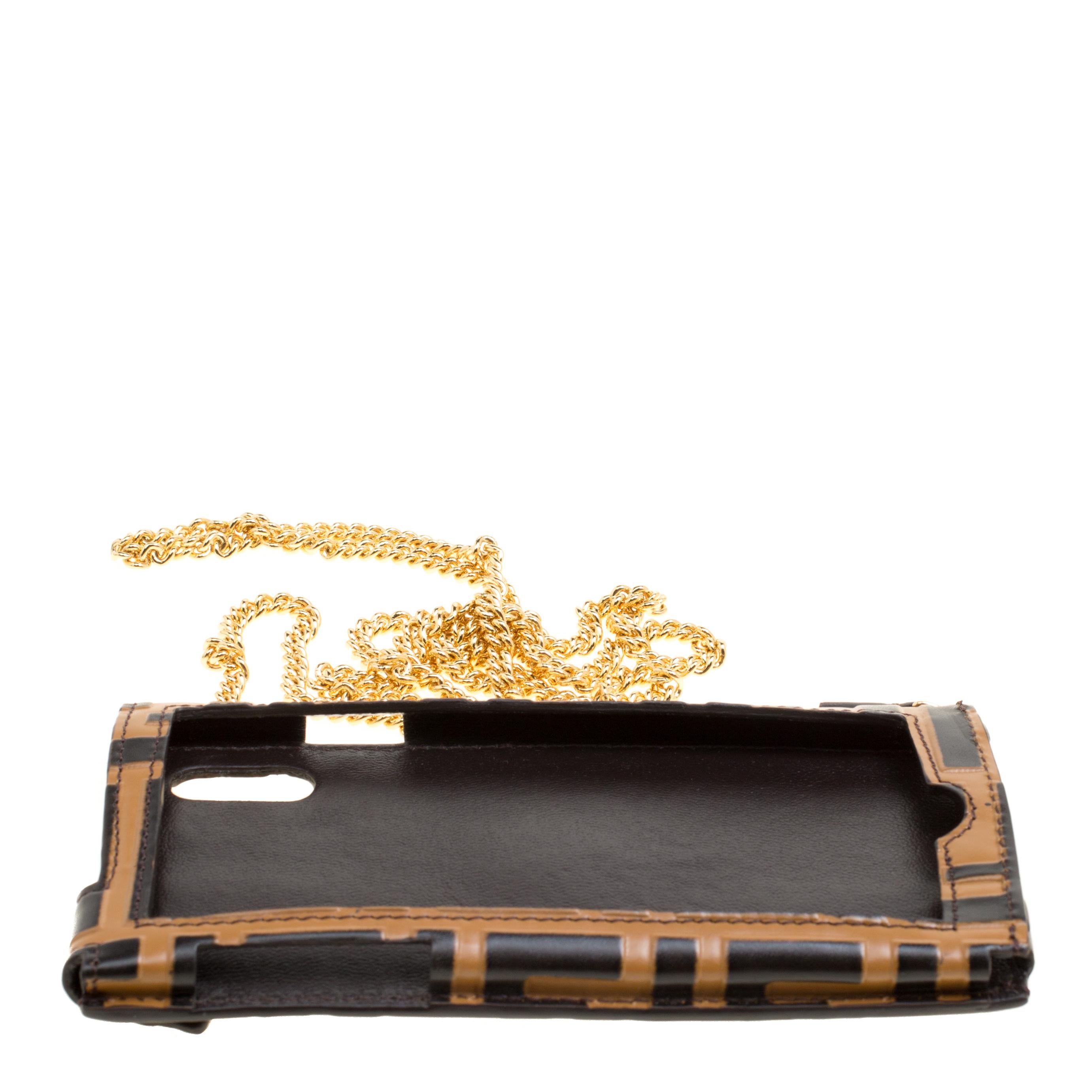 Fendi Brown/Black Zucca Leather iPhone X Case 4