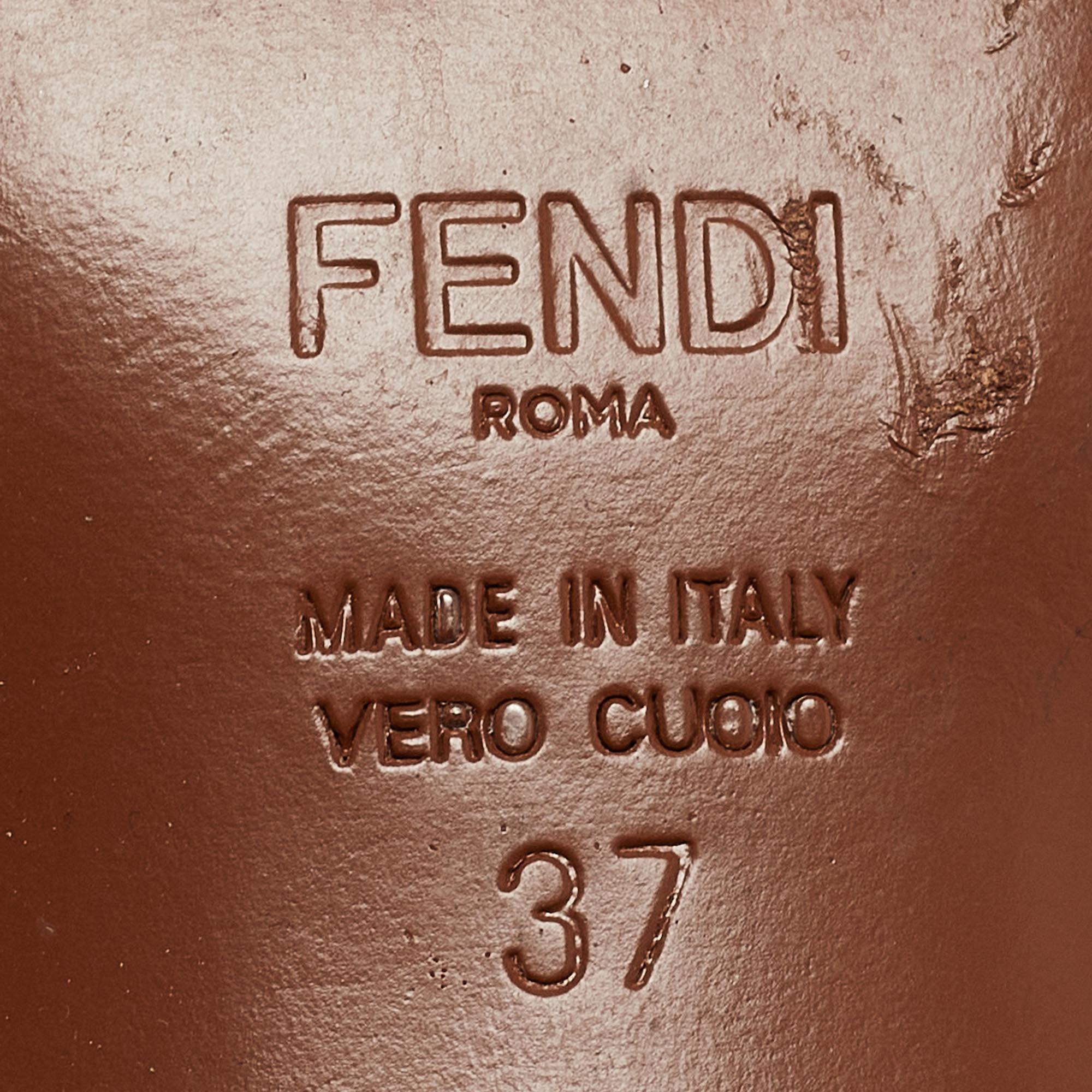 Fendi Brown/Black Zucca Mesh and Leather Colibri Pumps Size 37 4
