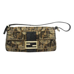 Fendi Brown Canvas Baguette Bag