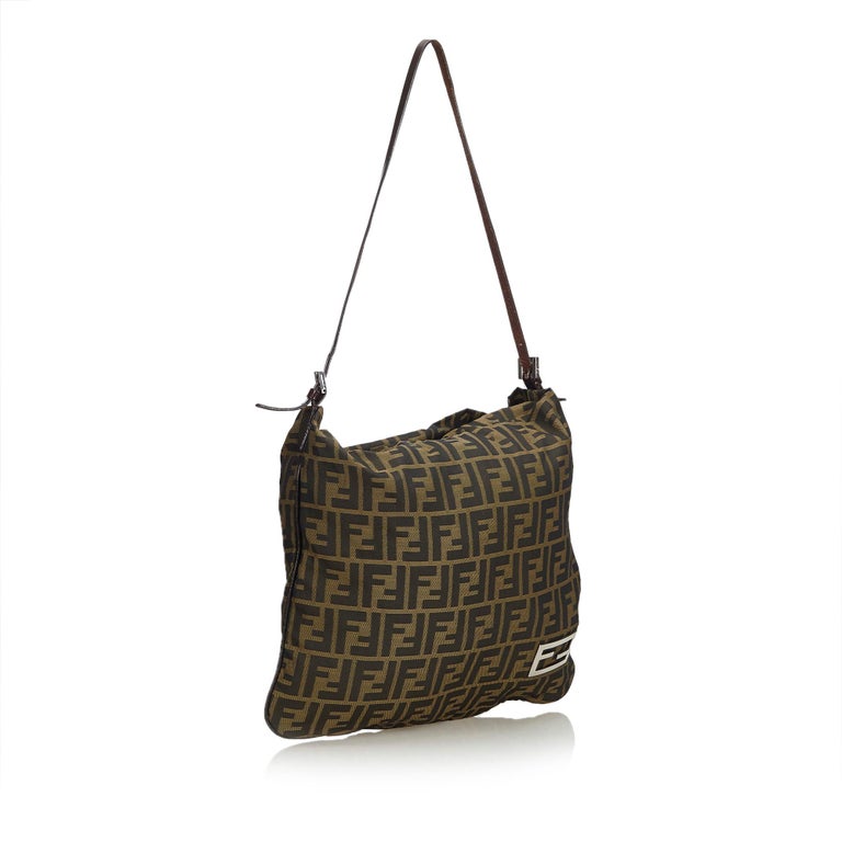 Fendi Brown Canvas Fabric Zucca Shoulder Bag Italy at 1stdibs
