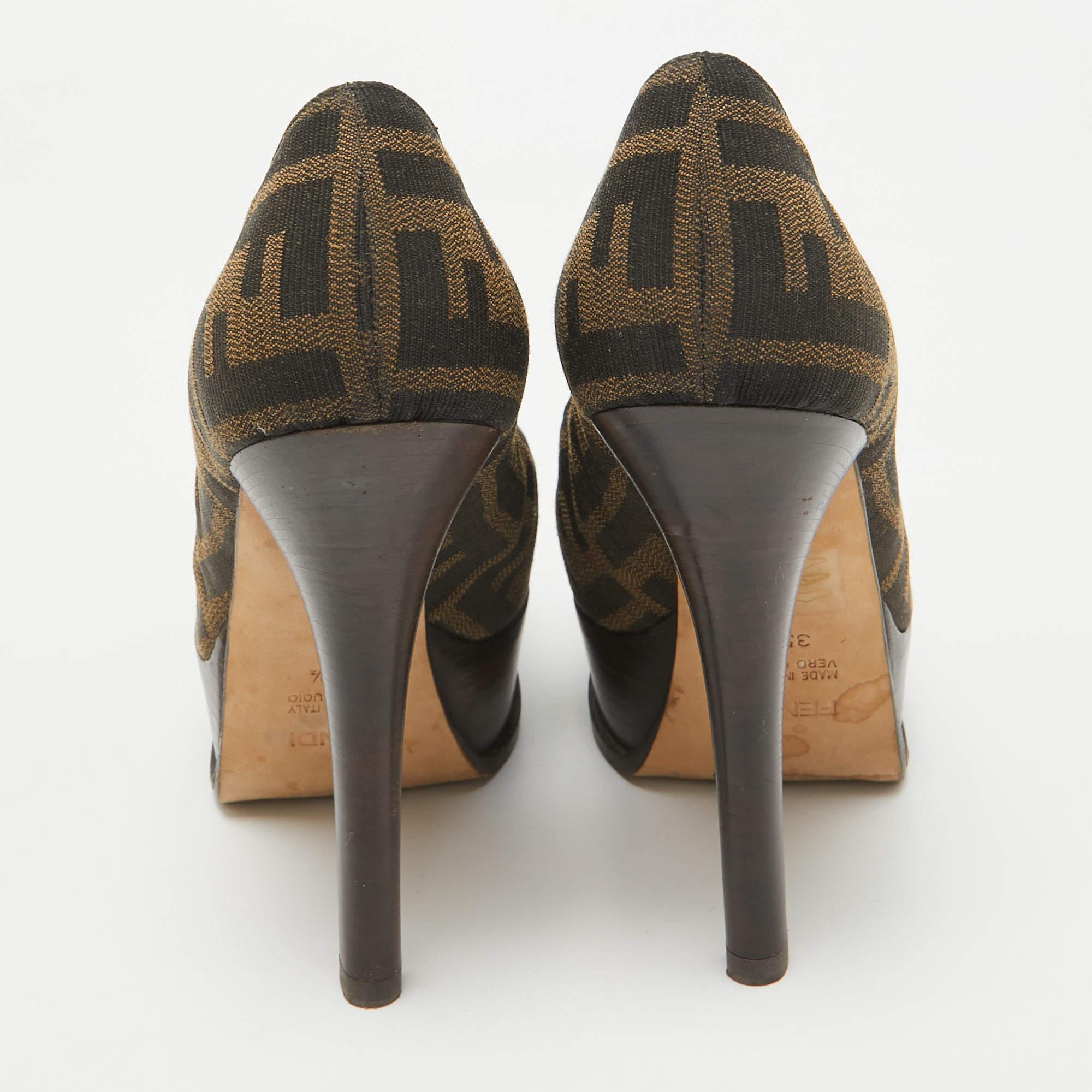 Fendi Chaussures à plateforme en toile Brown Taille 35.5 Pour femmes en vente