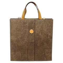 Fendi Brown Canvas Pecan Tote Bag with canvas, gold-tone hardware