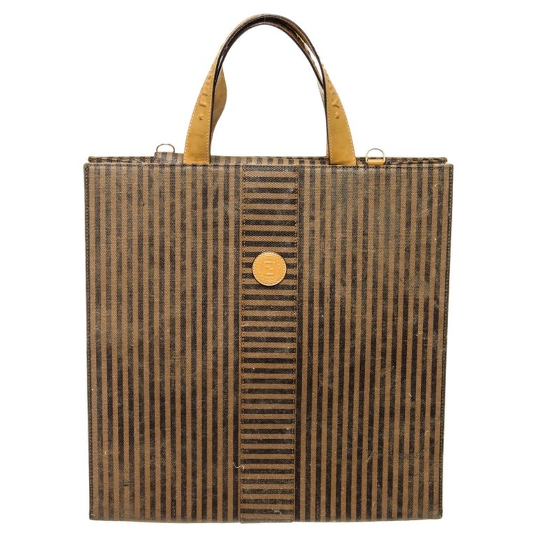 Fendi Brown Canvas Pecan Tote Bag with canvas, gold-tone hardware For ...