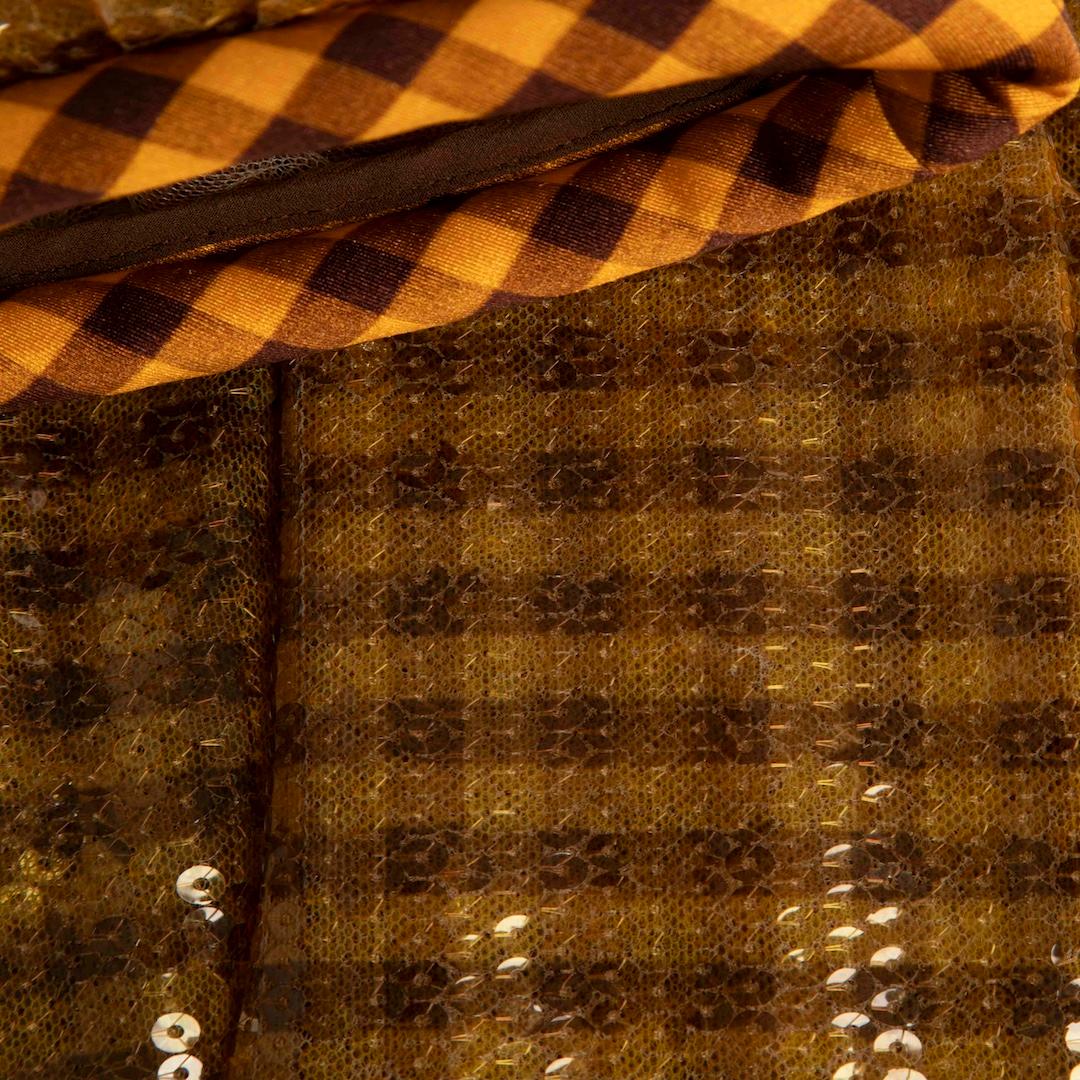 Fendi Brown Checkered Sequin Ruched Dress Size S In Good Condition In London, GB